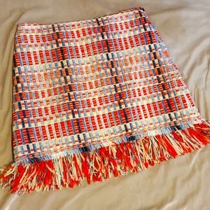 Tory Burch mini skirt red and blue with gold thread